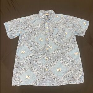 Wes And Willy North Caroline Tar Herls Mens Blue Short Sleeve Button Up Shirt M